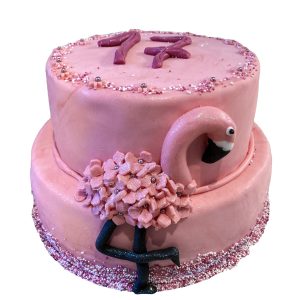 Torte Kindergeburtstag zweistöckig rosa Flamingo