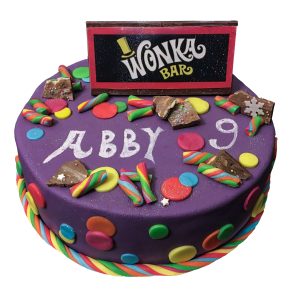Torte Kindergeburtstag Wonka Bar mit Süßigkeiten